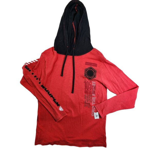 Star Wars First Order Red & Black Hooded Long Sleeve Shirt, Men's Medium NWT - Picture 1 of 11